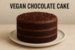 Vegan Chocholate Cake placed on a plate